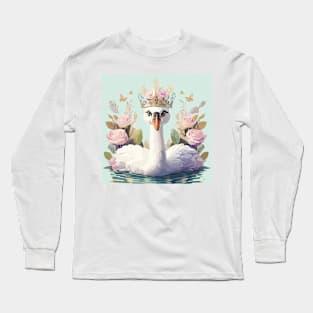 The Flower-Crowned Swan Long Sleeve T-Shirt